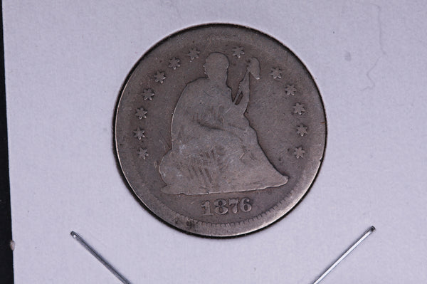 1876-S Seated Liberty Quarter.  Average Circulated Coin.  Store # 04978