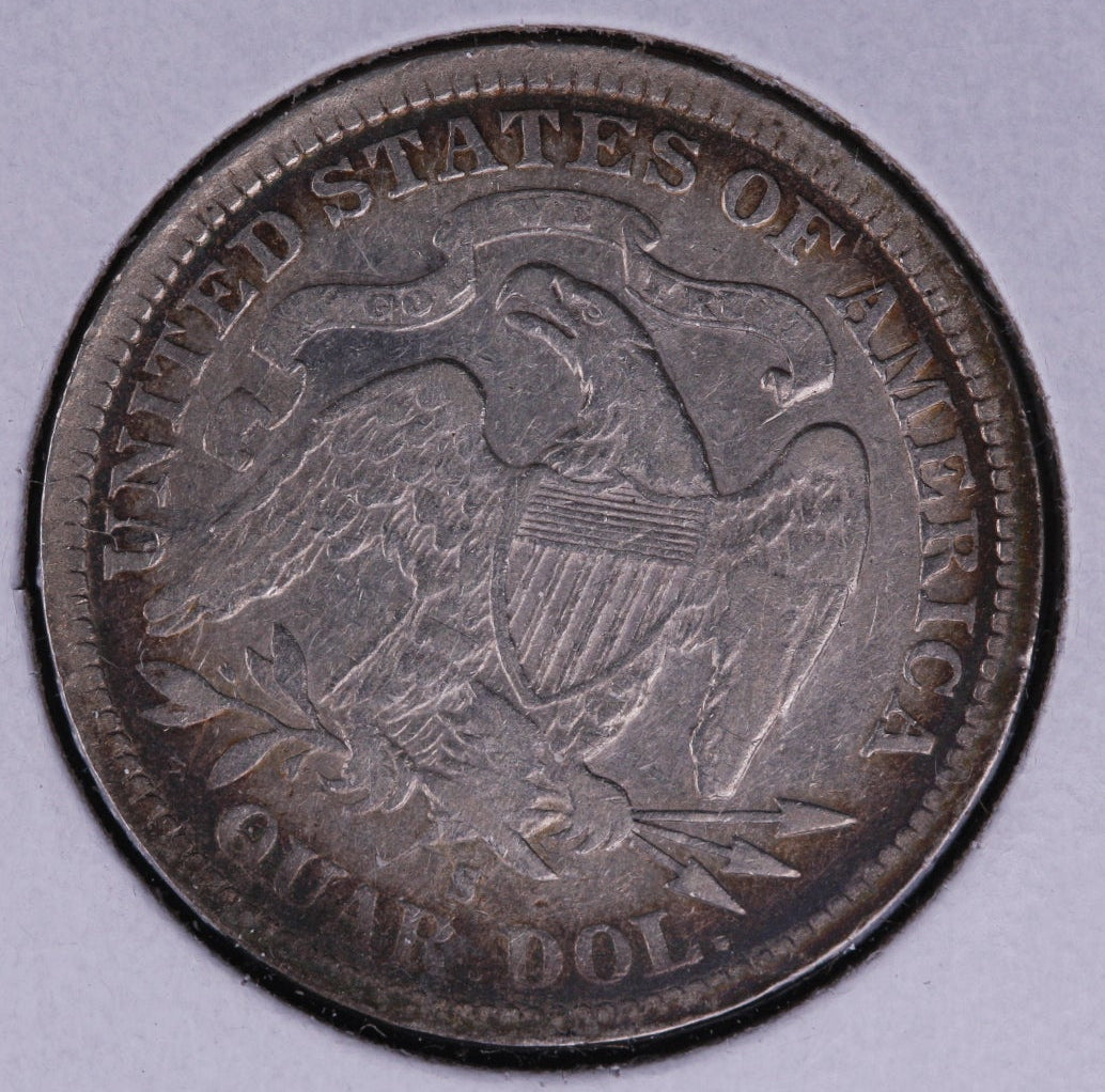 1877-S Seated Liberty Quarter. Extra Fine Circulated Collectible Coin. Store #QR1384