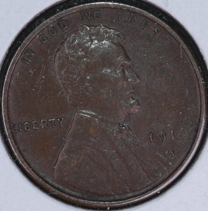 1914-S Lincoln Cent, About Uncirculated Coin, Store #10113