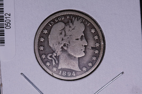 1894 Barber Quarter.  Average Circulated Coin.  Store # 05012