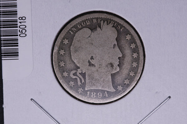 1894-S Barber Quarter.  Average Circulated Coin.  Store # 05018