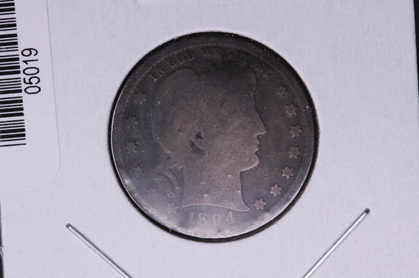 1894-S Barber Quarter.  Average Circulated Coin.  Store # 05019