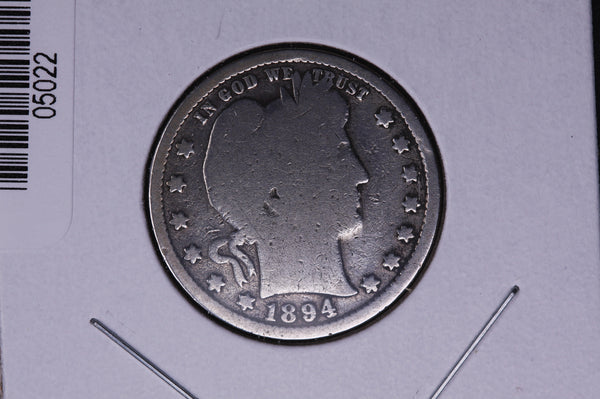 1894-S Barber Quarter.  Average Circulated Coin.  Store # 05022