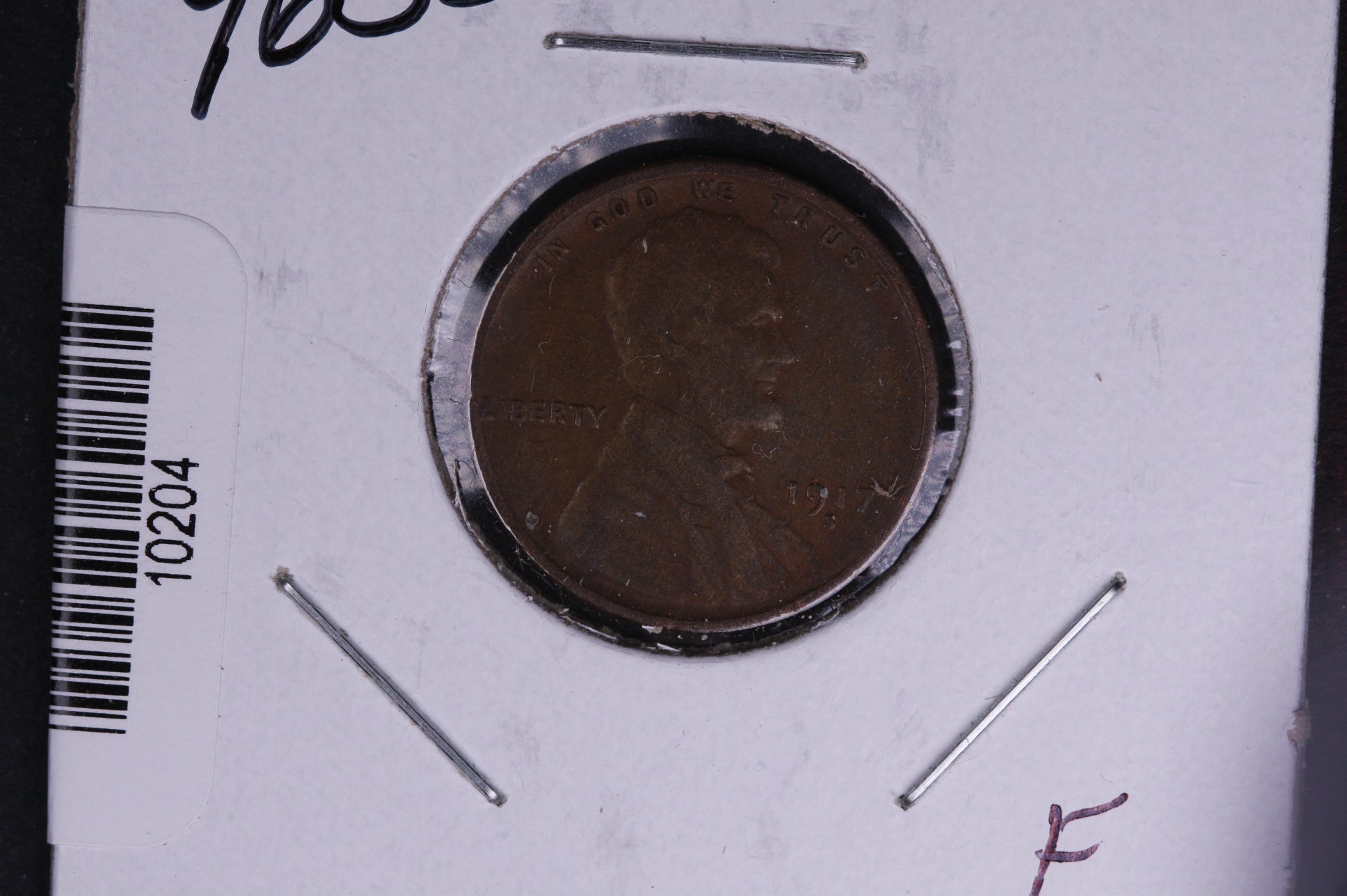1917-S Lincoln Wheat Small Cent. Affordable Collectible Coin. Store # 10204