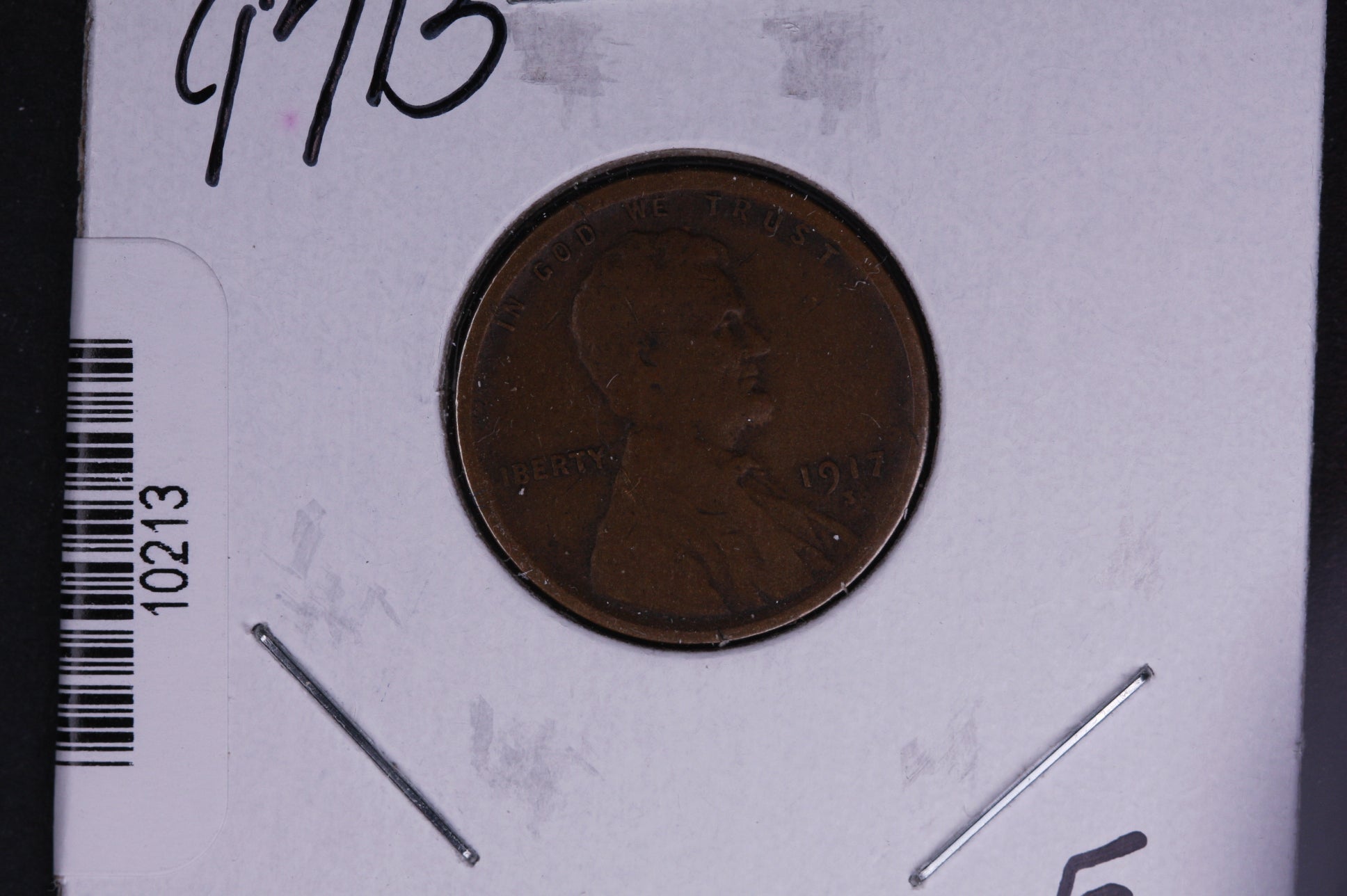 1917-S Lincoln Wheat Small Cent. Affordable Collectible Coin. Store # 10213