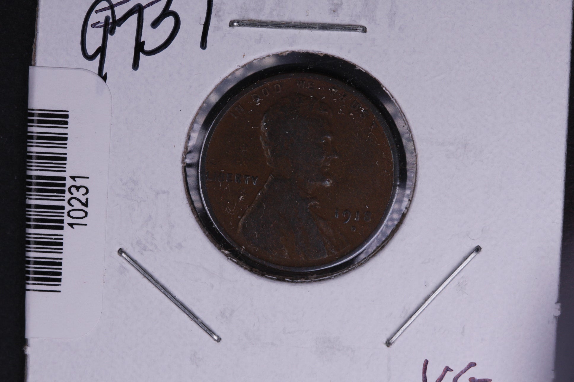1918-D Lincoln Wheat Small Cent. Affordable Collectible Coin. Store # 10231