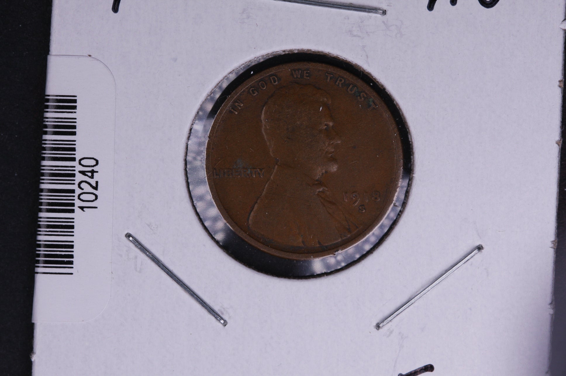 1918-S Lincoln Wheat Small Cent. Affordable Collectible Coin. Store # 10240