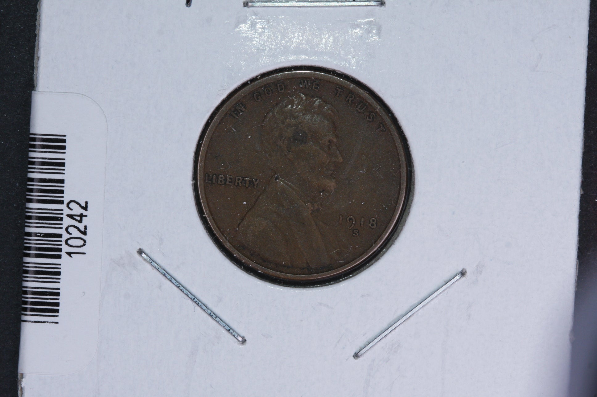 1918-S Lincoln Wheat Small Cent. Affordable Collectible Coin. Store # 10242