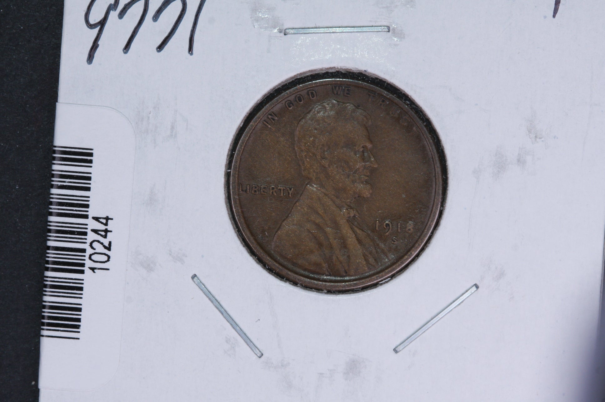 1918-S Lincoln Wheat Small Cent. Affordable Collectible Coin. Store # 10244
