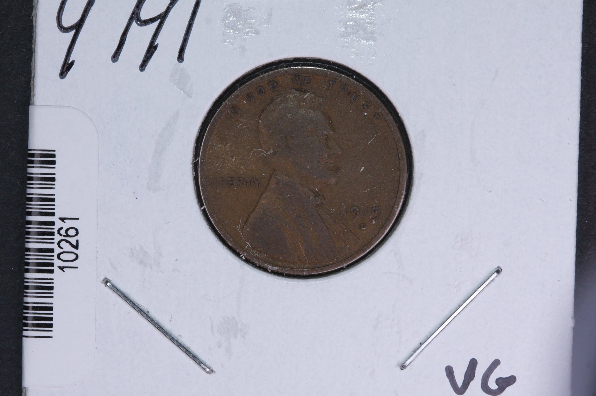 1919-D Lincoln Wheat Small Cent. Affordable Collectible Coin. Store # 10261