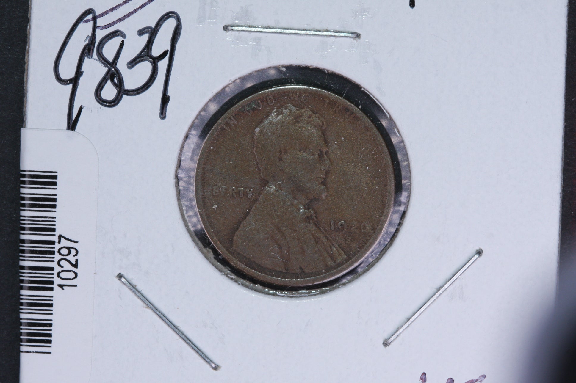 1920-S Lincoln Wheat Small Cent. Affordable Collectible Coin. Store # 10297