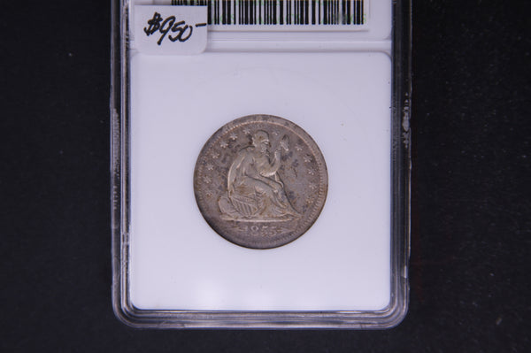 1855-O Seated Liberty Quarter, ANACS VF-30. Better Date. Store #05482