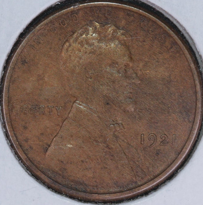 1921-S Lincoln Cent, Extra Fine Circulated Coin, Store #10320