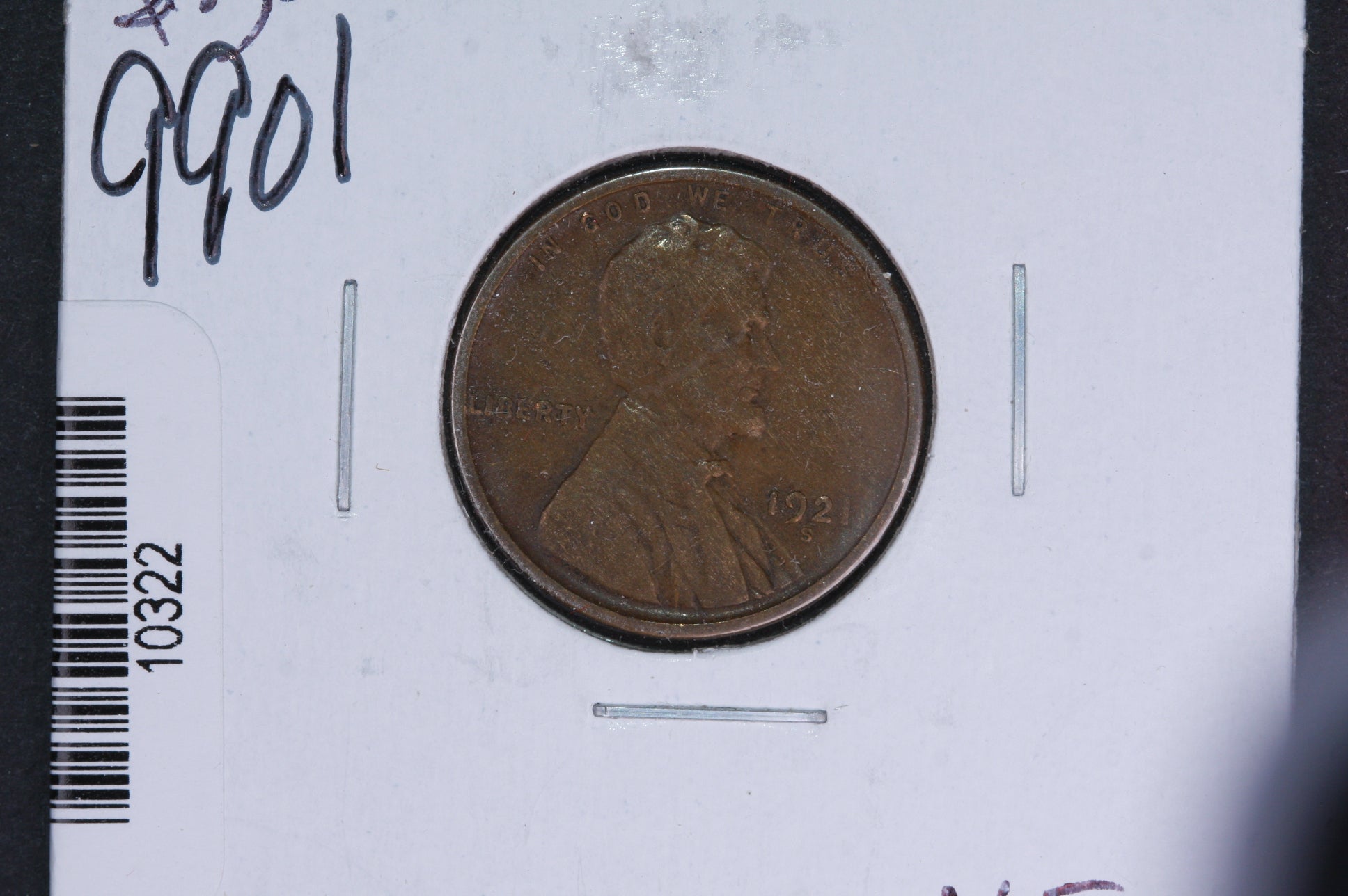 1921-S Lincoln Wheat Small Cent. Affordable Collectible Coin. Store # 10322