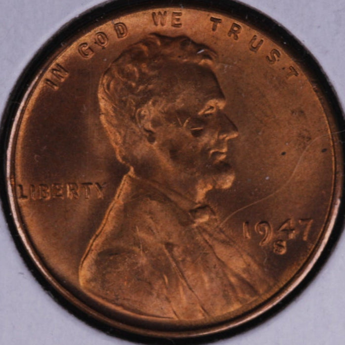 1947-S Lincoln Wheat Small Cent, Mint State Uncirculated Coin, Store #CT0509