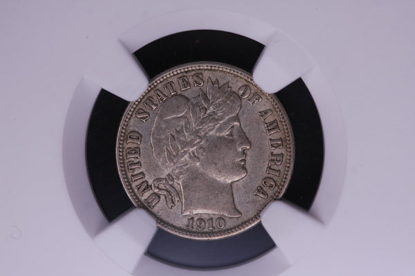 1910-D Barber Silver Dime, NGC Graded AU-50. Store #05514