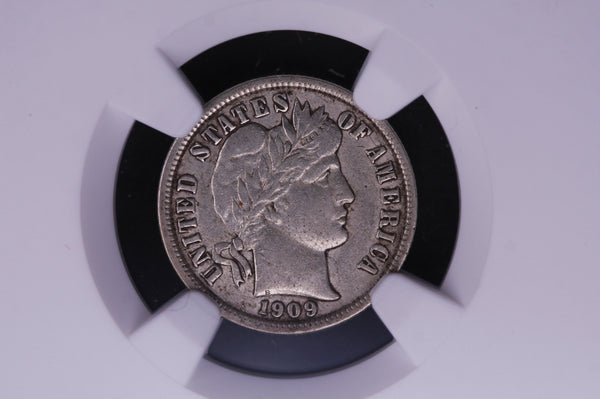 1909-D 10C Barber Silver Dime, NGC XF-40, Harder Date, Store #05520