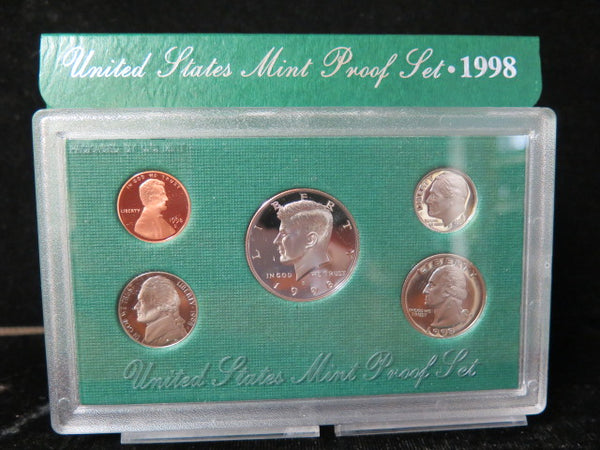 1998 Proof Set, 5 Coin Proof Set, Encased in Original Government Packaging.