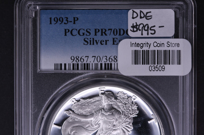1993-P Silver Eagle $1. PCGS Graded PR-70 DCAM. Store