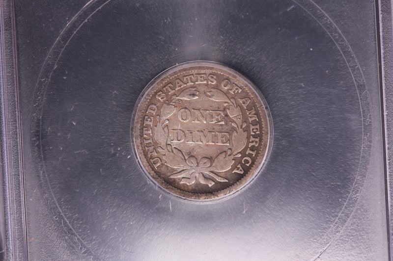 1844 Seated Liberty Dime, ICG Fine 12, Details, Store