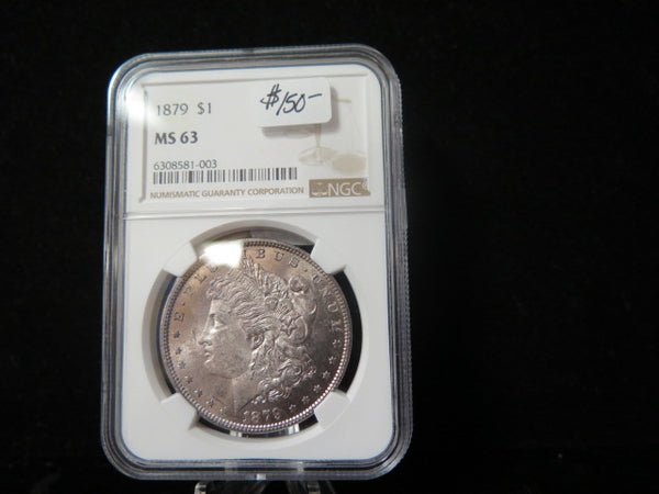 1879 Morgan Silver Dollar, NGC Graded MS 63. Store #03073