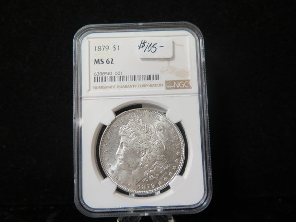 1879 Morgan Silver Dollar, NGC Graded MS 62. Store #03085