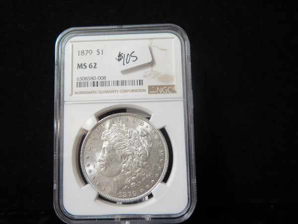 1879 Morgan Silver Dollar, NGC Graded MS 62. Store #03086