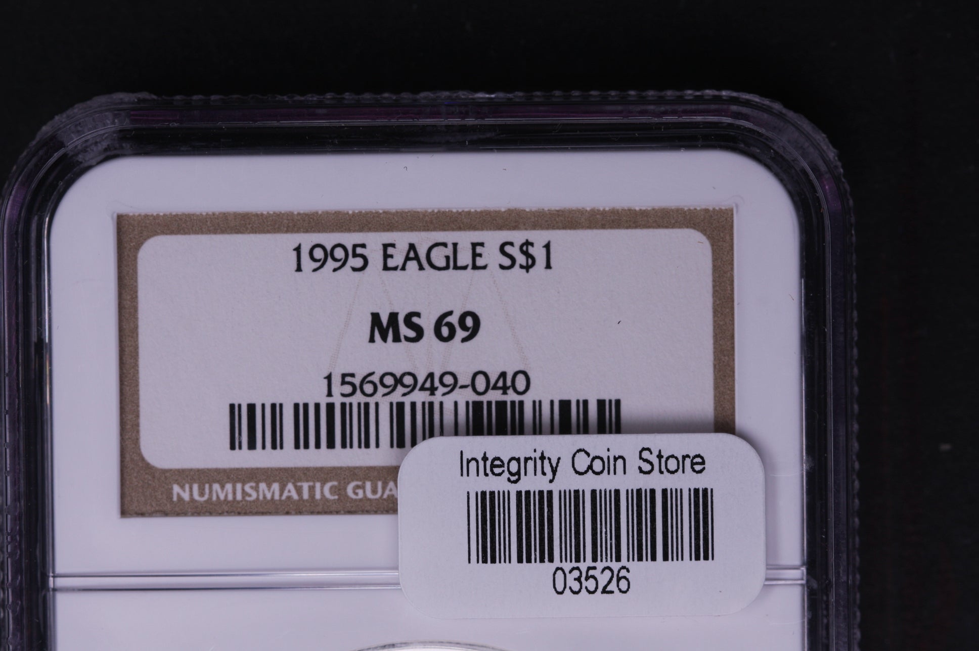 1995 Silver Eagle $1. NGC Graded MS-69 Un-Circulated. Store #AE0047