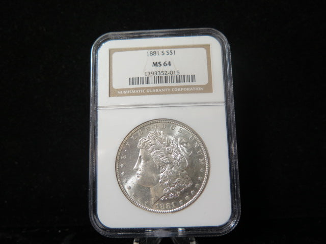 1881-S Morgan Silver Dollar, NGC Graded MS 64 UNC. Store #03109