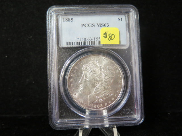 1885 Morgan Silver Dollar, PCGS Graded MS 63 UNC. Store #03150