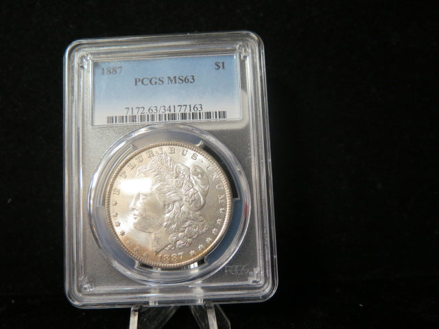 1887 Morgan Silver Dollar, PCGS Graded MS 63. Store #03162