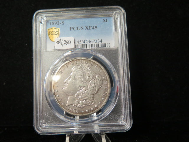 1892-S Morgan Silver Dollar, PCGS Graded XF 45. Store #03186