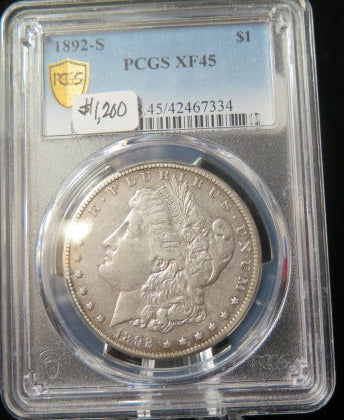 1892-S Morgan Silver Dollar, PCGS XF 45. Circulated Coin, Store #DR0586.
