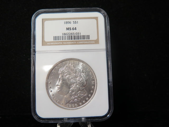 1896 Morgan Silver Dollar, NGC Graded MS 64 UNC. Store #03192