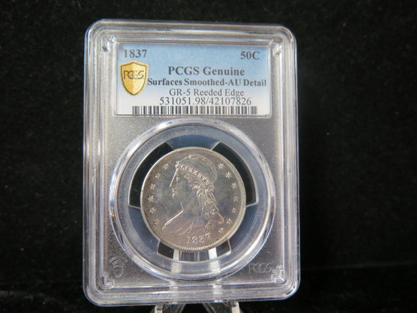 1837 Capped Bust Half Dollar, PCGS Genuine AU Detail Circulated Coin. Store #03320