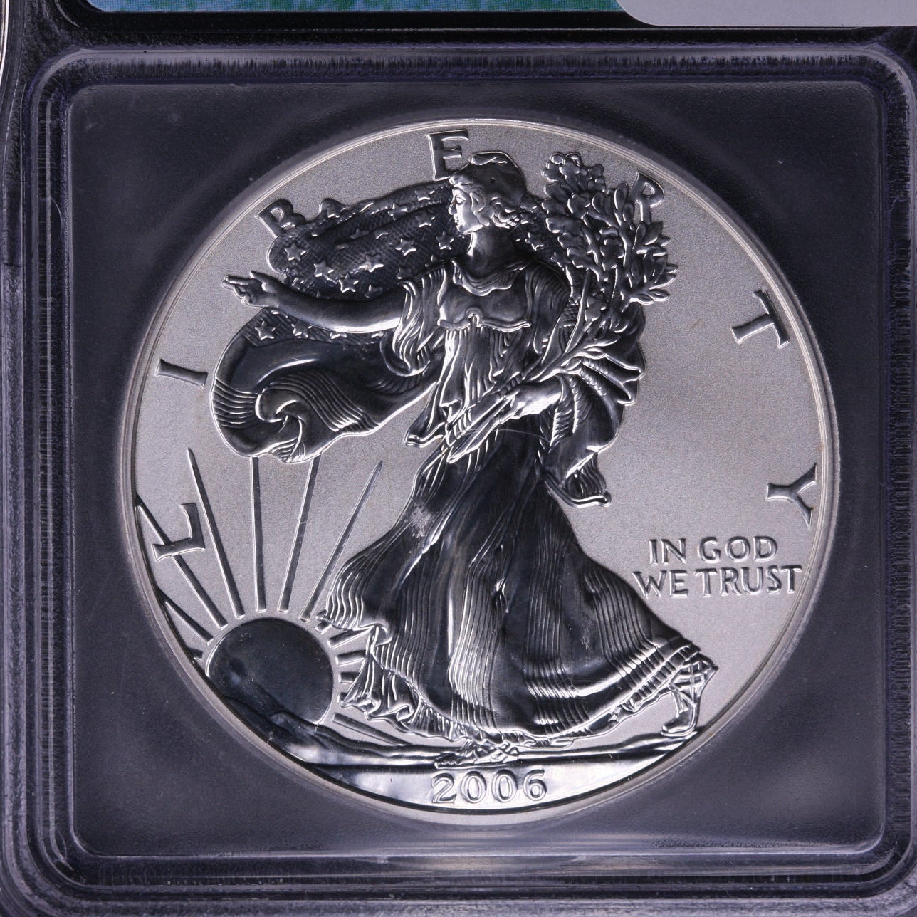 2006-P Silver Eagle $1. ICG Graded RP-70 20th ANNIV., REVERSE. Store #AE0088