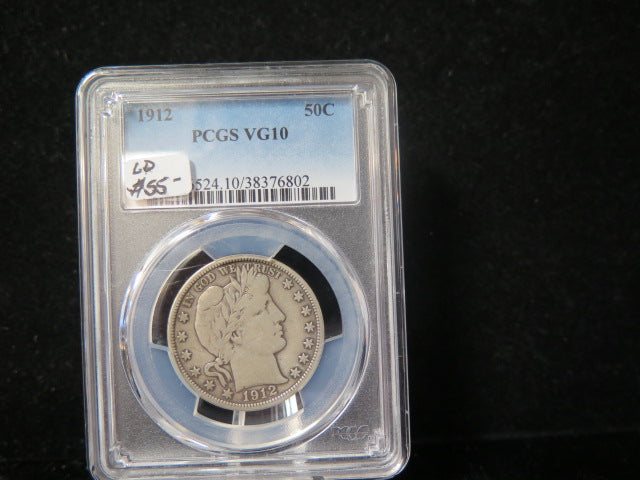 1912 Barber Half Dollar. PCGS Graded VG10 . Store # 03342