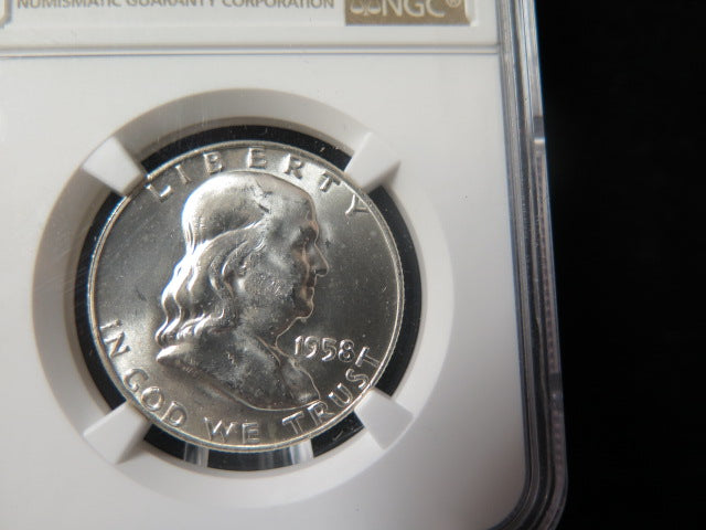 1958-D Franklin Half Dollar, NGC Graded MS 63 Uncirculated Coin, Store # 03360