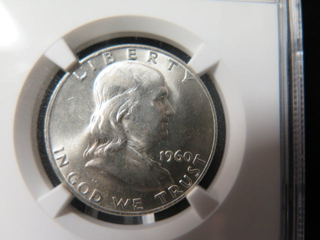 1960-D Franklin Half Dollar, NGC Graded MS 64 Coin, Store #03362