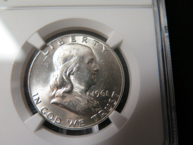 1961-D Franklin Half Dollar, NGC Graded MS 63 FBL Coin, Store #03363