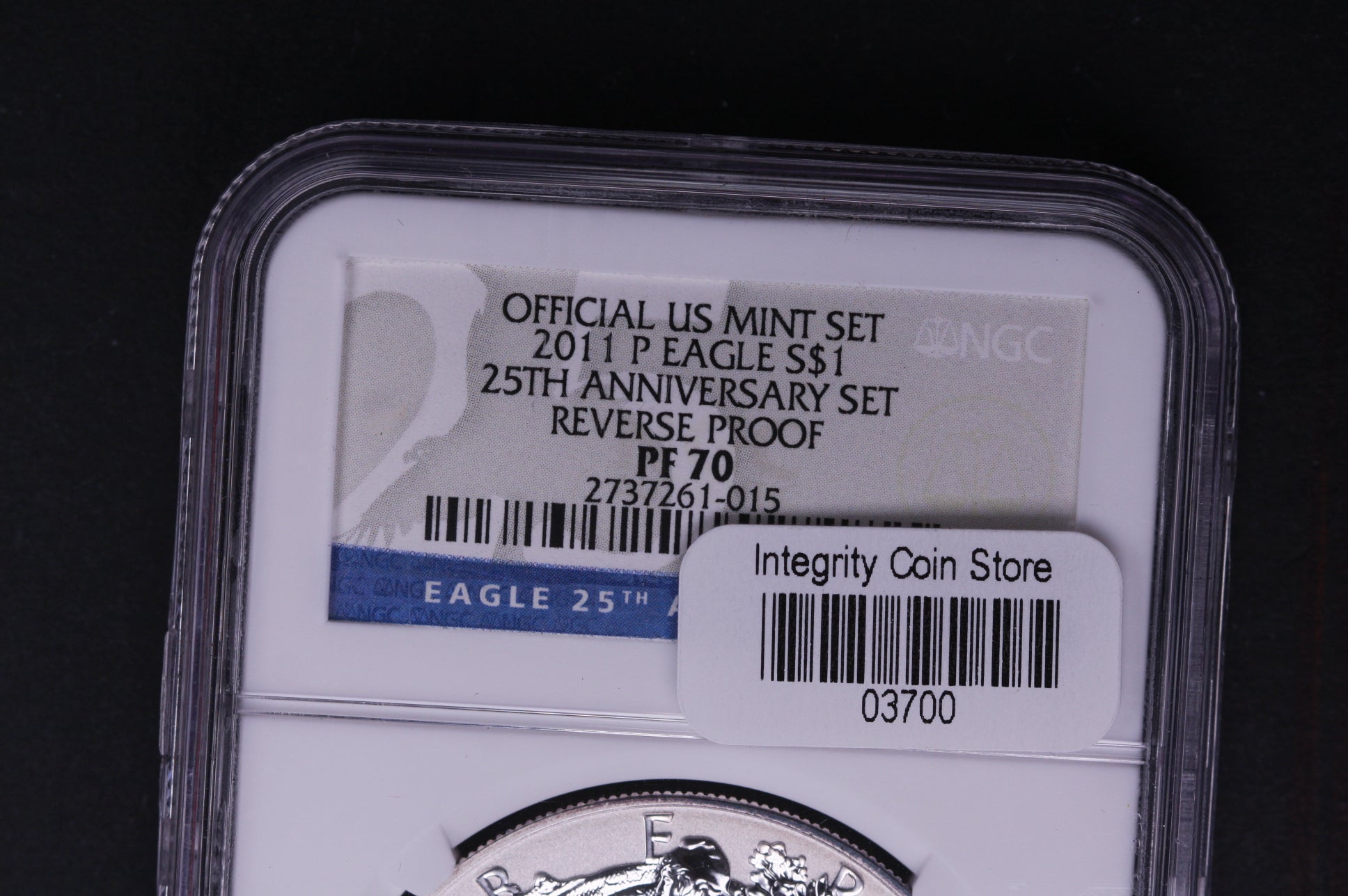 2011-P Silver Eagle $1. NGC Graded PF-70 Reverse Proof. Store #AE0126