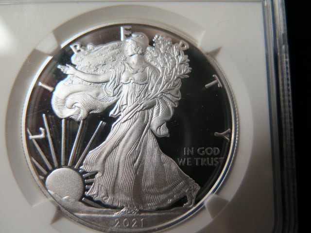 2021-W $1 Proof American Silver Eagle T-1. NGC Graded PF70 Ultra Cameo.
