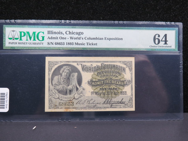 1893 World's Columbian Exposition, Chicago Illinois. Music Ticket. PMG CU-64. #04890