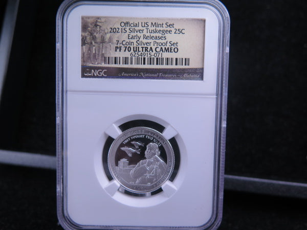 2021-S Silver Tuskegee Quarter, NGC Graded PF-70 Ultra Cameo, Store #10697