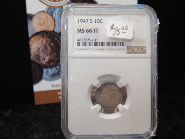 1947-S Roosevelt Dime, NGC MS66 FT. Store #08533