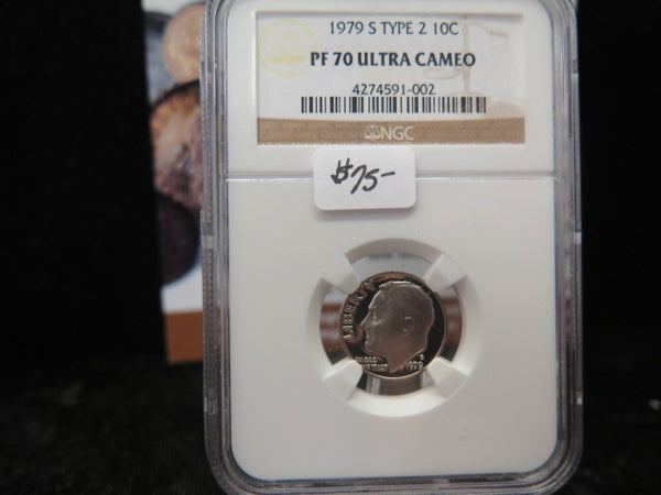 1979-S Roosevelt Dime, Type 2, NGC PF70 Ultra Cameo. Store #08537
