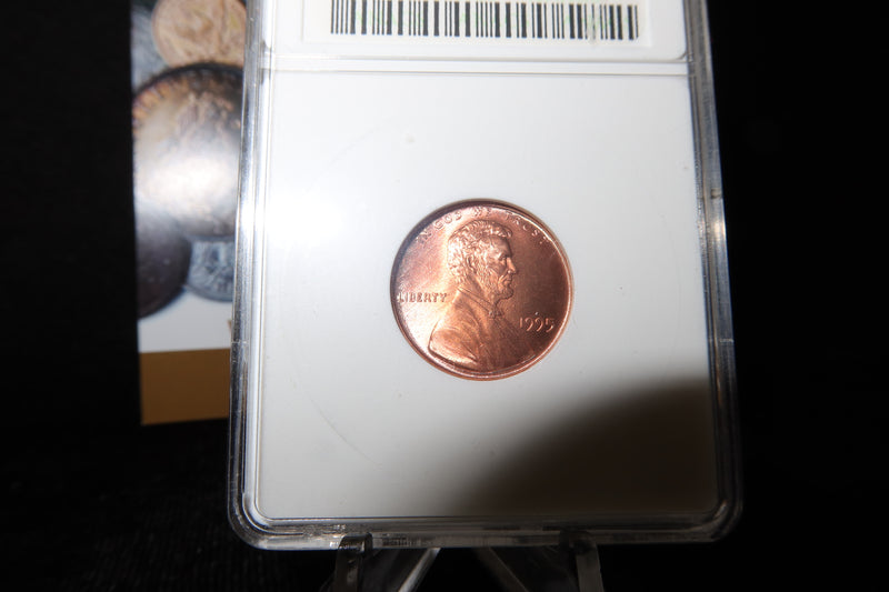1995 Double Die Obverse Lincoln Memorial Cent, ANACS Graded MS66 RD, Store