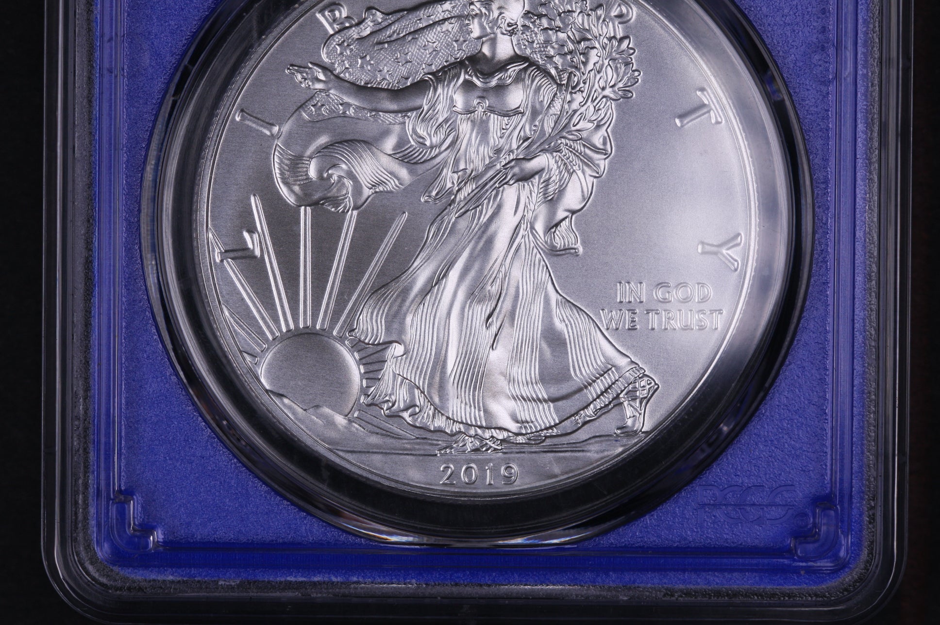 2019-W American Silver Eagle, PCGS Graded SP-70. Burnished Silver. Store #03828