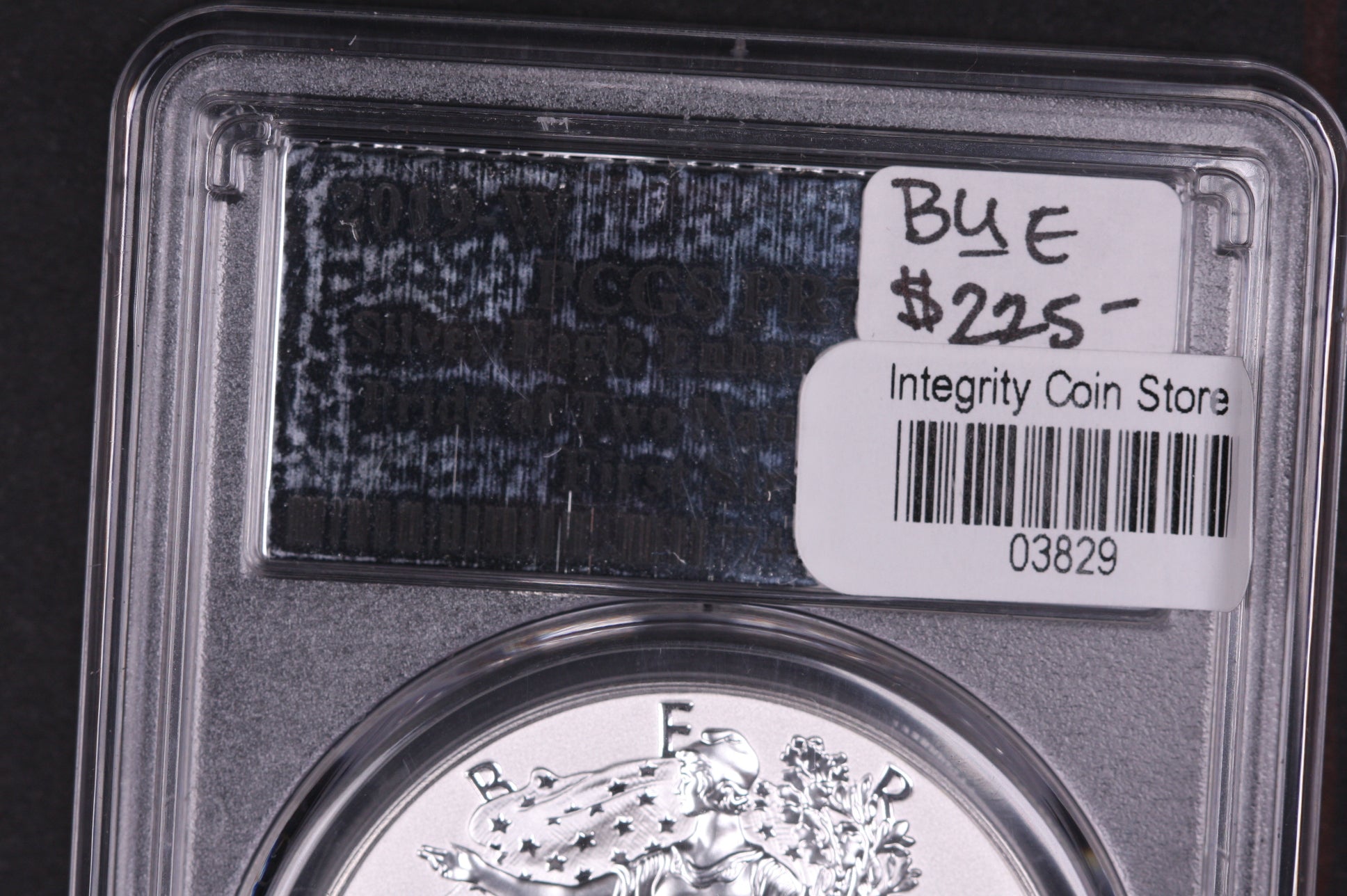 2019-W American Silver Eagle, PCGS Graded PR-70, Enhanced Rev, Store #03829