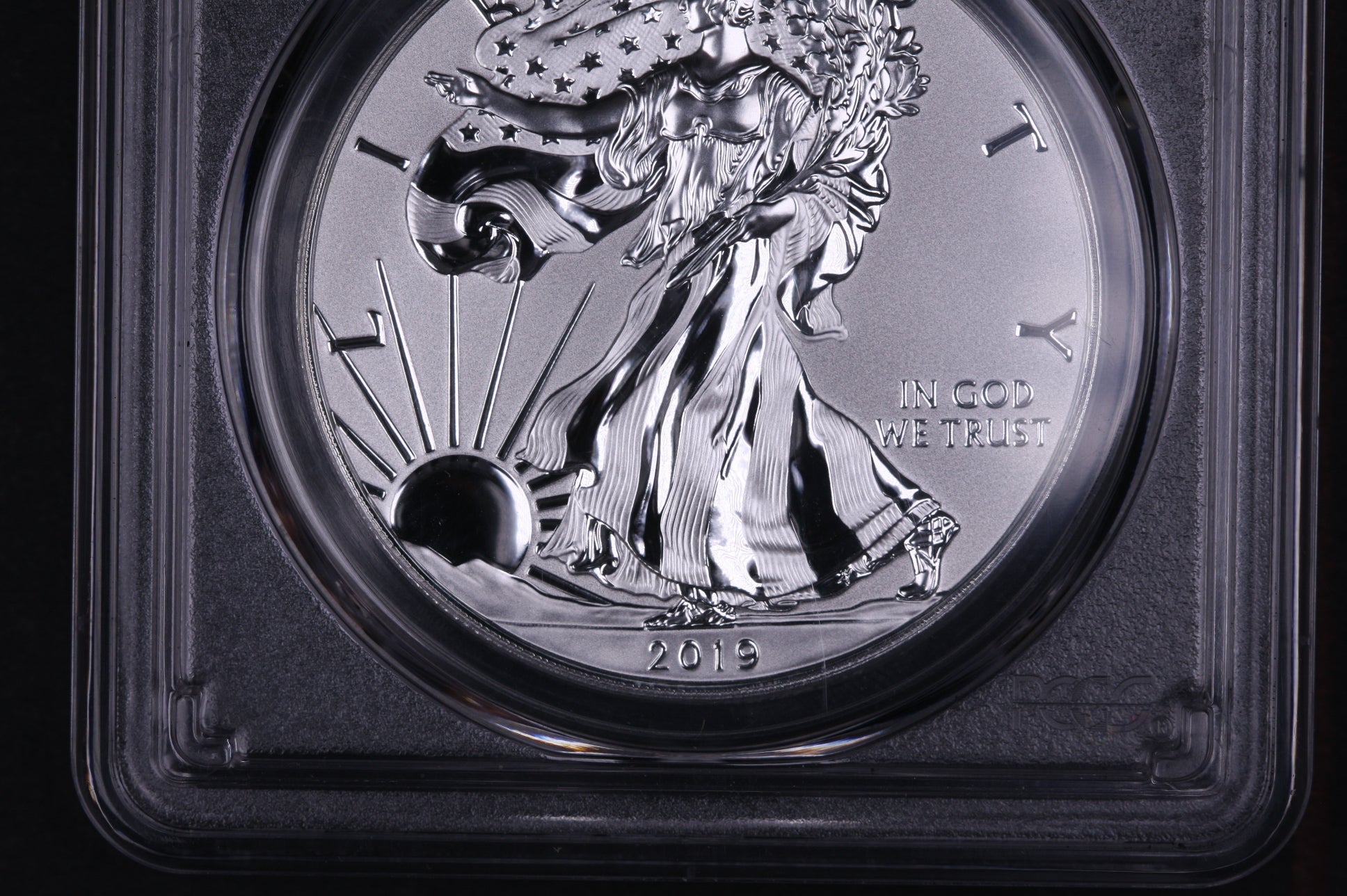 2019-W American Silver Eagle, PCGS Graded PR-70, Enhanced Rev, Store #03829